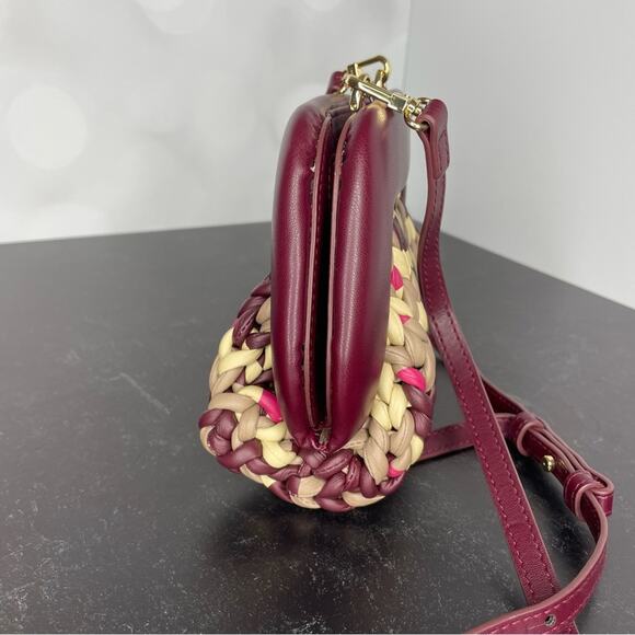 THEMOIRÈ Braided Cabernet Motif Mini Pochette With Removable Shoulder Straps - Picture 5 of 8